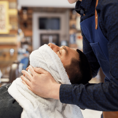 Hot lather shave at Cuts and Lather barbershop